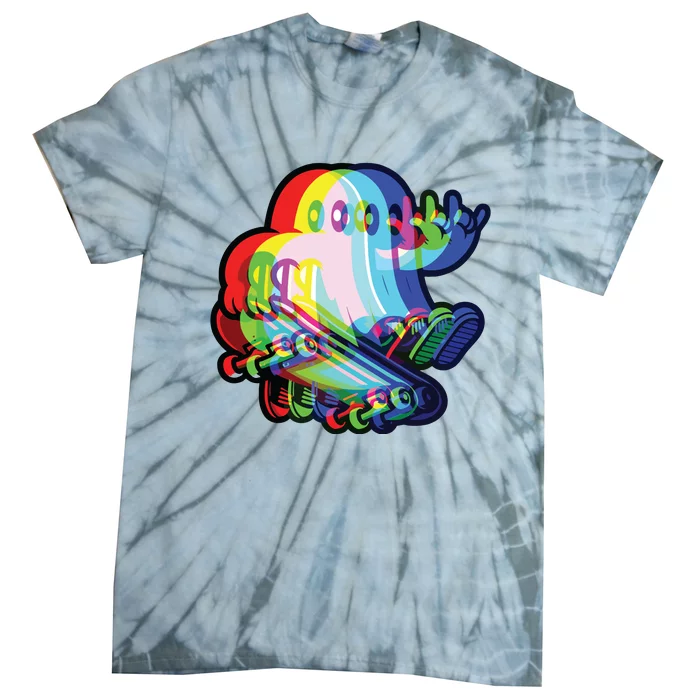 Ghost Trippy Vaporwave Halloween Techno Rave Edm Music Party Tie-Dye T-Shirt