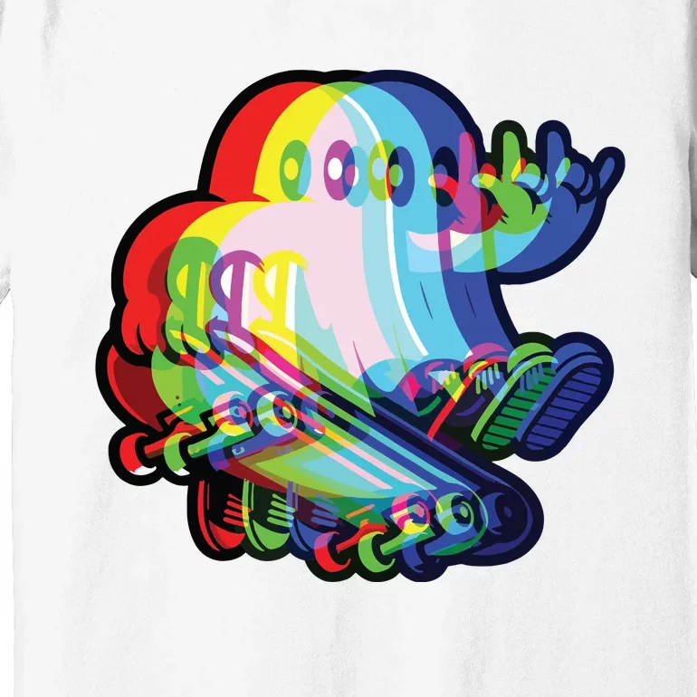 Ghost Trippy Vaporwave Halloween Techno Rave Edm Music Party Premium T-Shirt