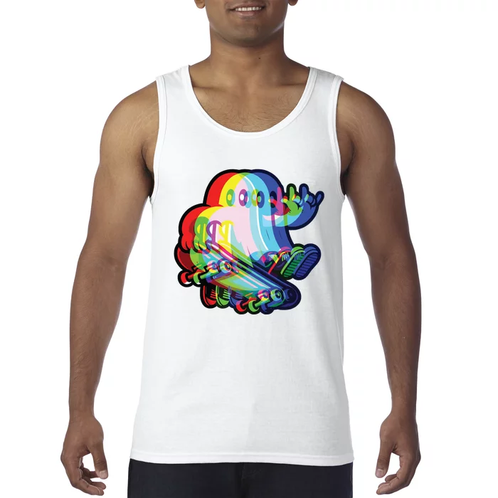 Ghost Trippy Vaporwave Halloween Techno Rave Edm Music Party Tank Top