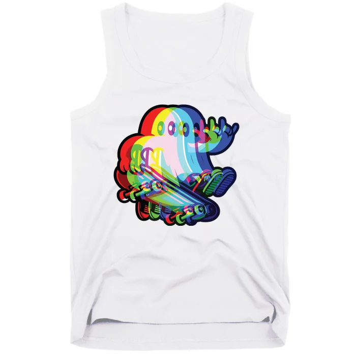 Ghost Trippy Vaporwave Halloween Techno Rave Edm Music Party Tank Top