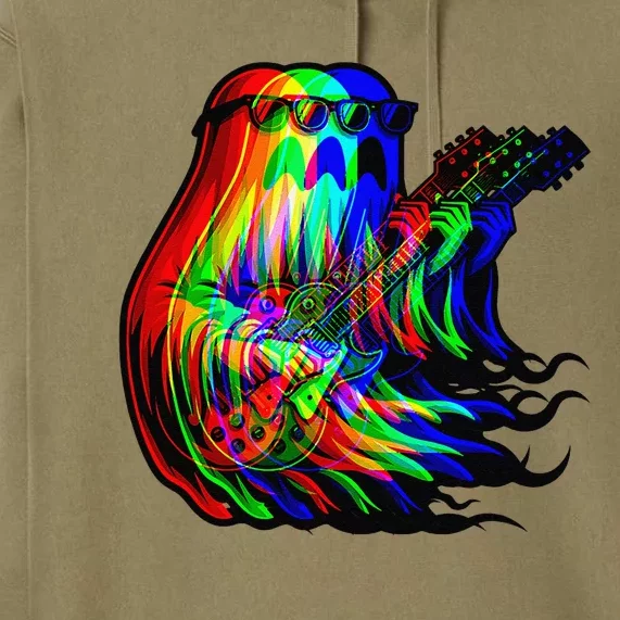 Ghost Trippy Vaporwave Electric Guitar Halloween Rock Music Premium Hoodie