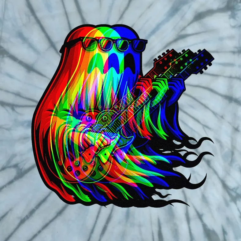 Ghost Trippy Vaporwave Electric Guitar Halloween Rock Music Tie-Dye T-Shirt