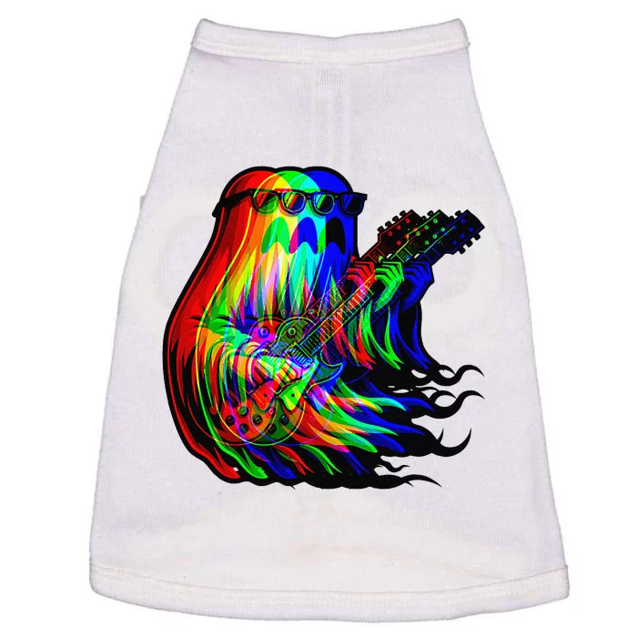 Ghost Trippy Vaporwave Electric Guitar Halloween Rock Music Doggie Tank