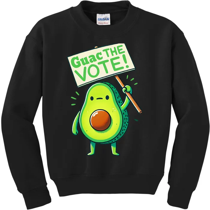 Guac The Vote Funny Avocado Voting Election Graphic Design Kids Sweatshirt