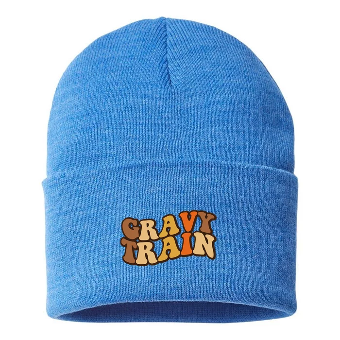 Gravy Train Vintage Thanksgiving Turkey Funny Love Gravy Sustainable Knit Beanie