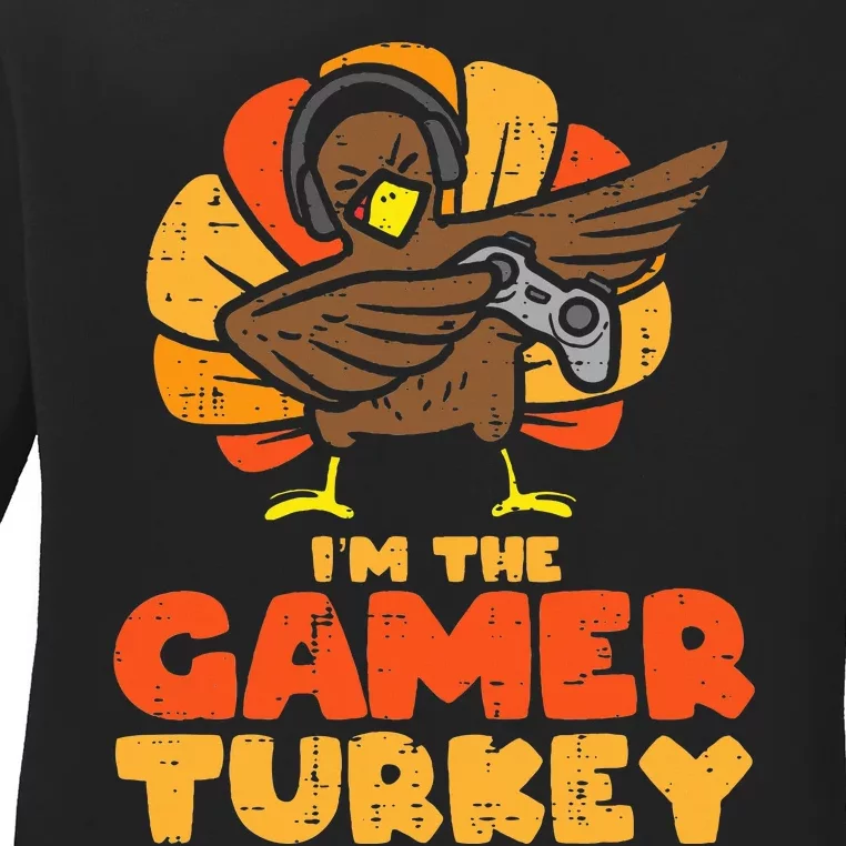 Gamer Turkey VIdeo Games Gaming  Thanksgiving Ladies Long Sleeve Shirt