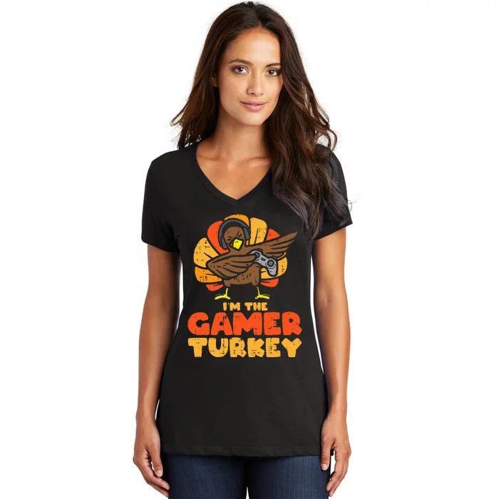 Gamer Turkey VIdeo Games Gaming  Thanksgiving Women's V-Neck T-Shirt