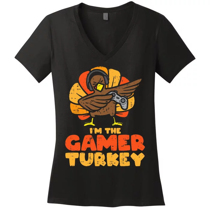 Gamer Turkey VIdeo Games Gaming  Thanksgiving Women's V-Neck T-Shirt