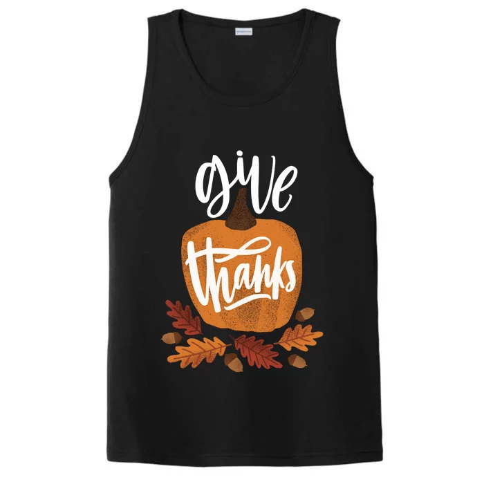 Give Thanks Vintage Fall Thanksgiving Performance Tank