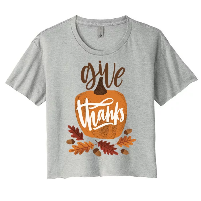 Give Thanks Vintage Fall Thanksgiving Women's Crop Top Tee