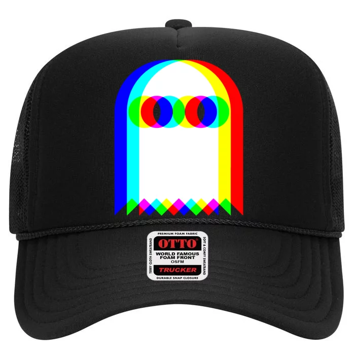 Ghost Trippy Vaporwave Halloween Techno Rave EDM Music Party High Crown Mesh Trucker Hat