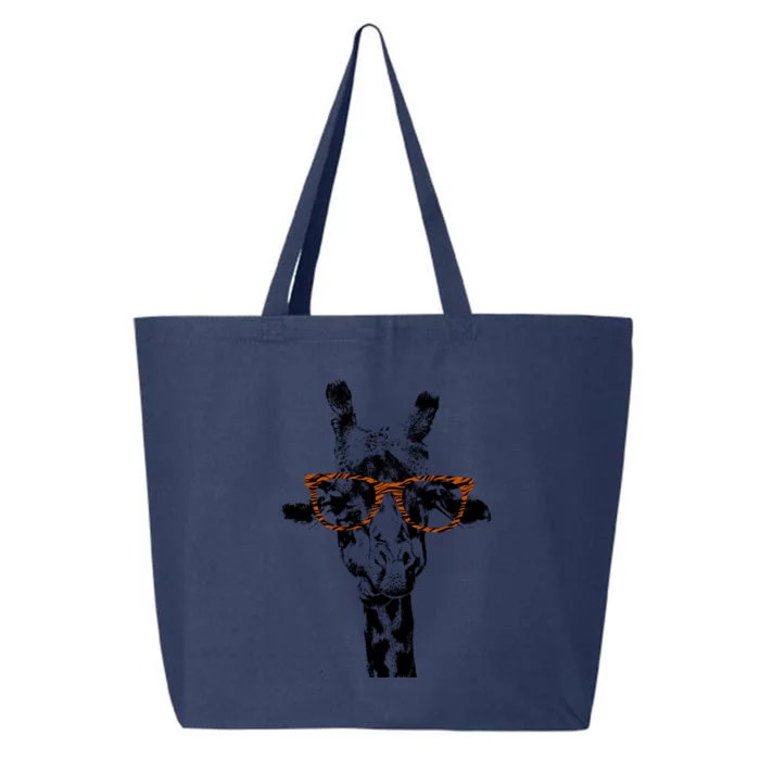 Giraffe Tee Vintage Animal Tiger Print Glasses Gift 25L Jumbo Tote