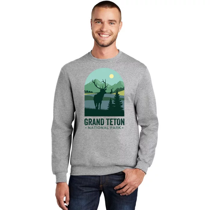 Grand Tetons Vintage Elks Grand Teton National Park Tall Sweatshirt