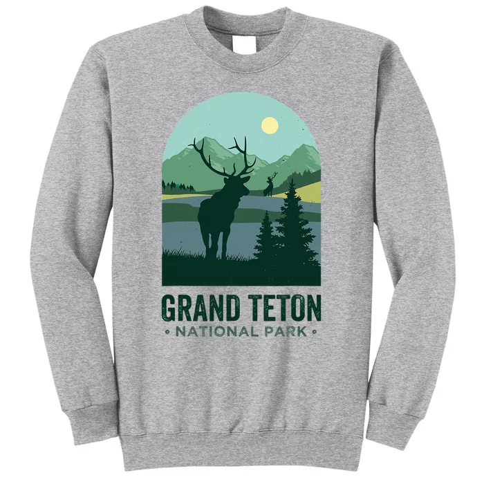 Grand Tetons Vintage Elks Grand Teton National Park Tall Sweatshirt