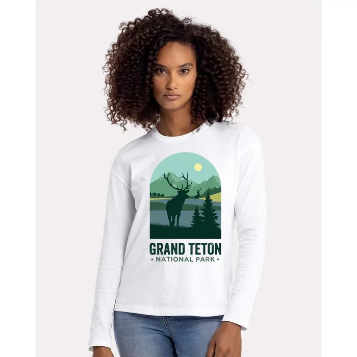 Grand Tetons Vintage Elks Grand Teton National Park Womens Cotton Relaxed Long Sleeve T-Shirt