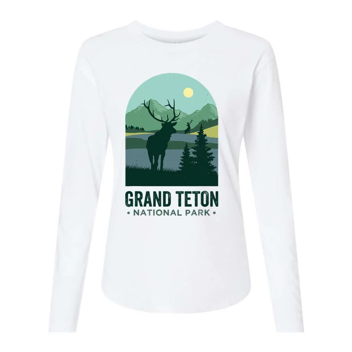 Grand Tetons Vintage Elks Grand Teton National Park Womens Cotton Relaxed Long Sleeve T-Shirt