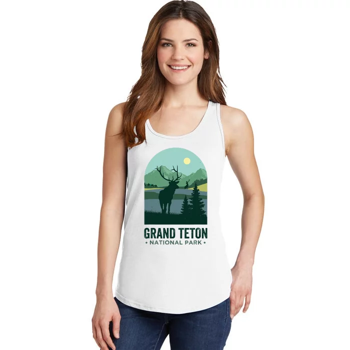 Grand Tetons Vintage Elks Grand Teton National Park Ladies Essential Tank