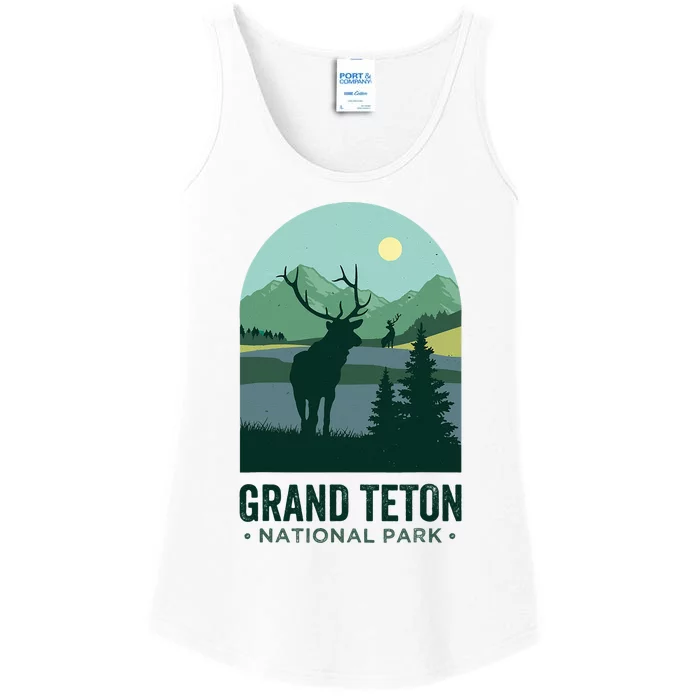 Grand Tetons Vintage Elks Grand Teton National Park Ladies Essential Tank