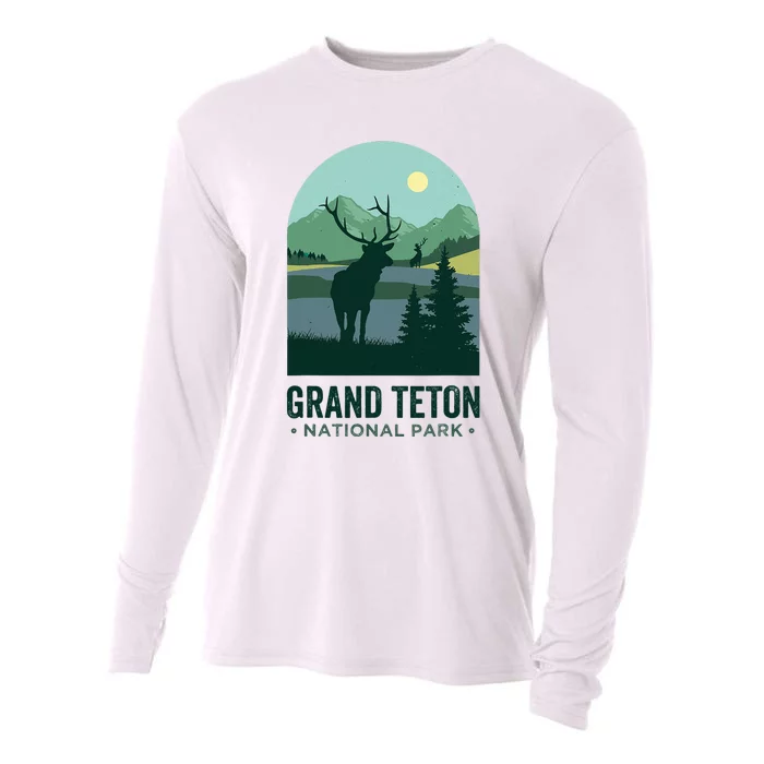 Grand Tetons Vintage Elks Grand Teton National Park Cooling Performance Long Sleeve Crew