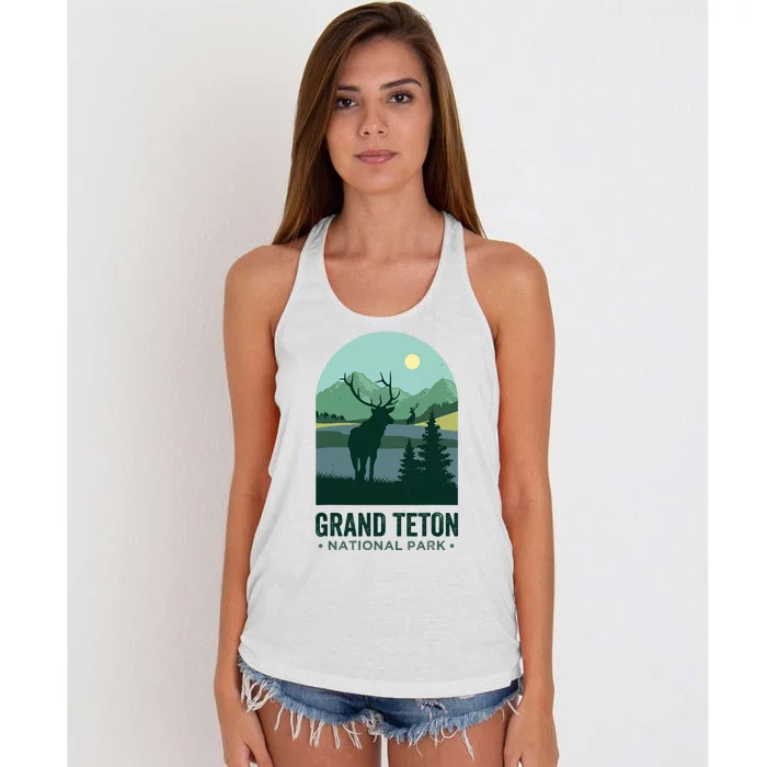 Grand Tetons Vintage Elks Grand Teton National Park Women's Knotted Racerback Tank