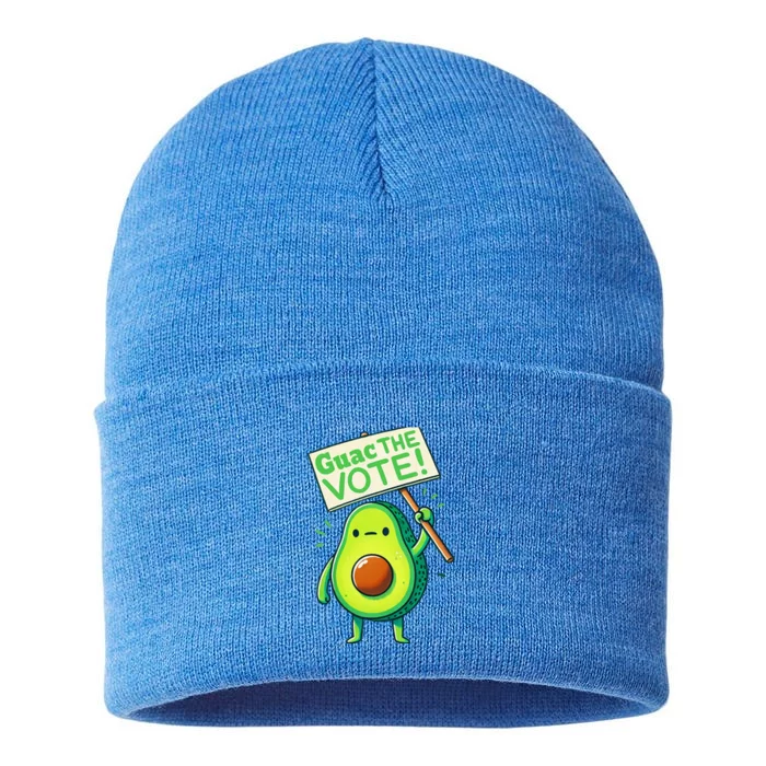 Guac The Vote Funny Avocado Voting Election Sustainable Knit Beanie