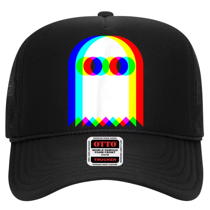 Ghost Trippy Vaporwave Halloween Techno Rave Edm Music Party High Crown Mesh Trucker Hat