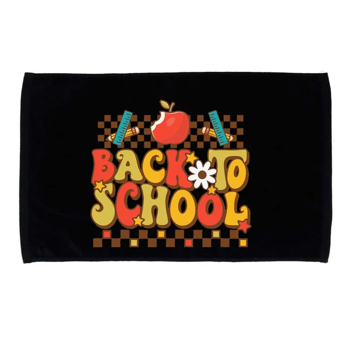 Groovy Teacher Vibes Elementary Retro Welcome Back To School Gift Microfiber Hand Towel