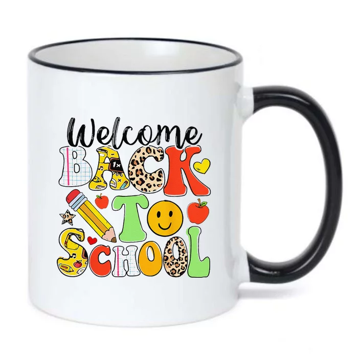 Groovy Teacher Vibes Elementary Retro Welcome Back To School Black Color Changing Mug