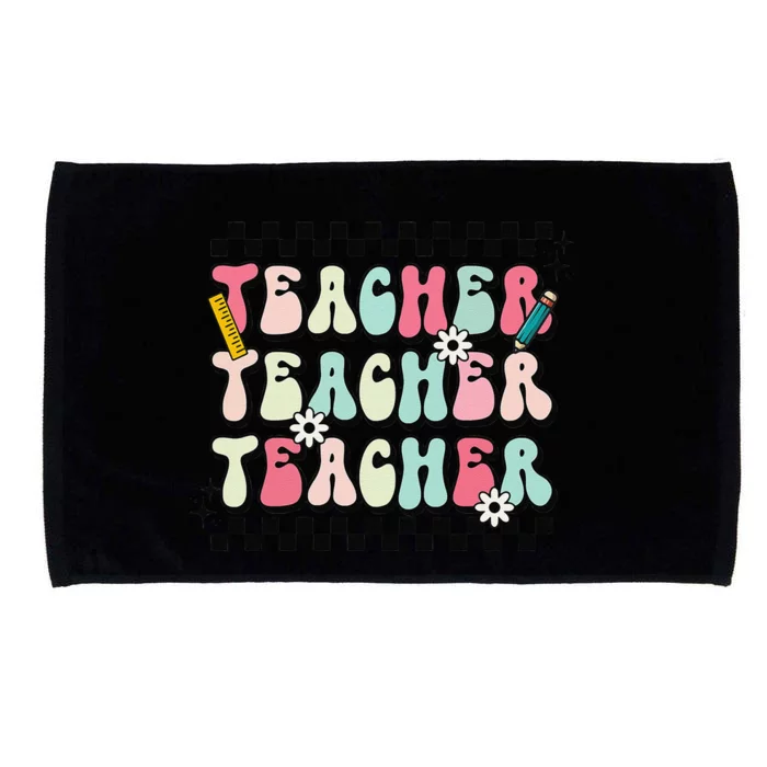 Groovy Teacher Vibes Retro Teach Love Inspire Back To School Sweatshirt Microfiber Hand Towel