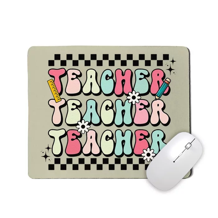 Groovy Teacher Vibes Retro Teach Love Inspire Back To School Sweatshirt Mousepad