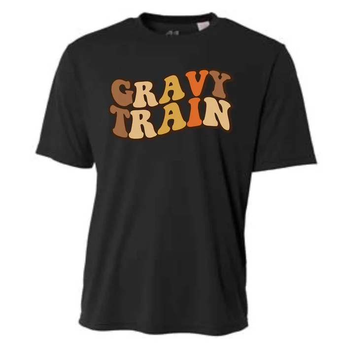 Gravy Train Vintage Thanksgiving Turkey Funny Love Gravy Meaningful Gift Cooling Performance Crew T-Shirt