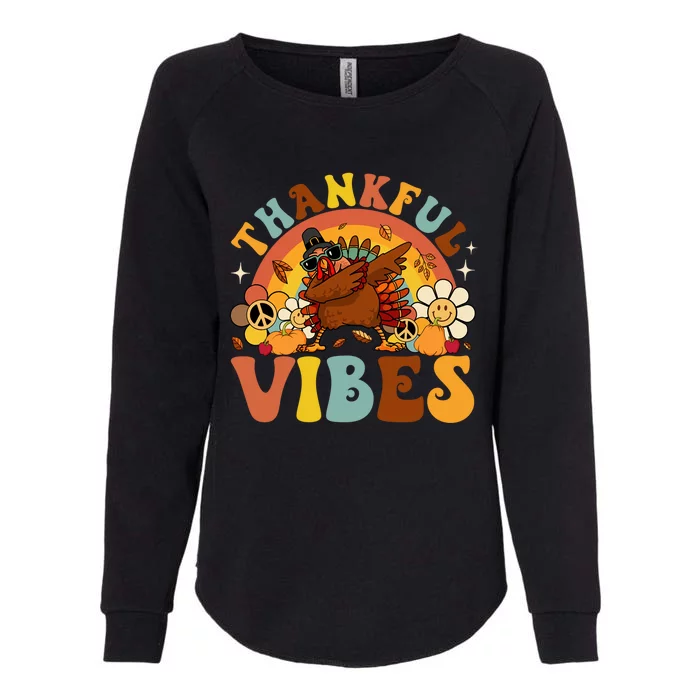 Groovy Thankful Vibes Dabbing Turkey Autumn Thanksgiving Gift Womens California Wash Sweatshirt