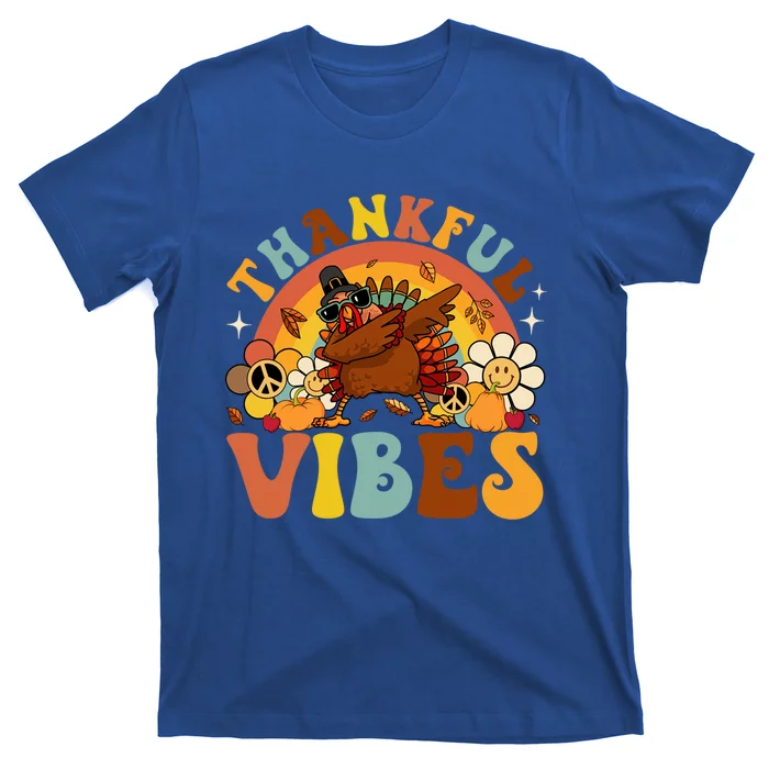 Groovy Thankful Vibes Dabbing Turkey Autumn Thanksgiving Gift T-Shirt