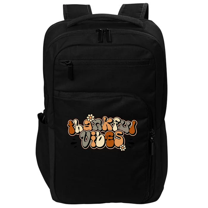 Groovy Thankful Vibes Vintage Thankful Grateful Blessed Gift Impact Tech Backpack