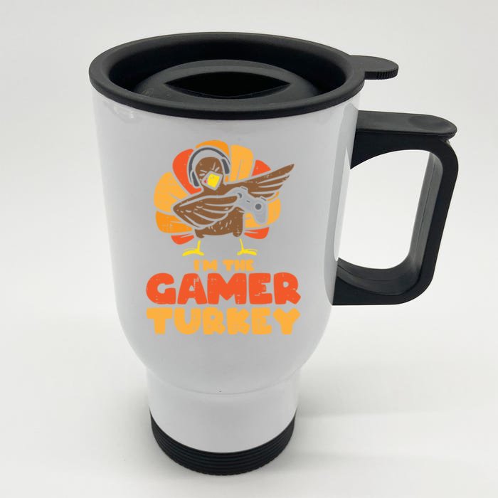 Gamer Turkey Video Games Gaming Thanksgiving Gift Front & Back Stainless Steel Travel Mug