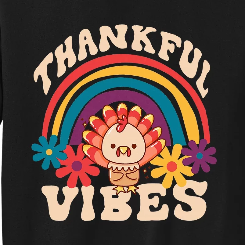 Groovy Thankful Vibes Turkey Fall Thanksgiving Sweatshirt