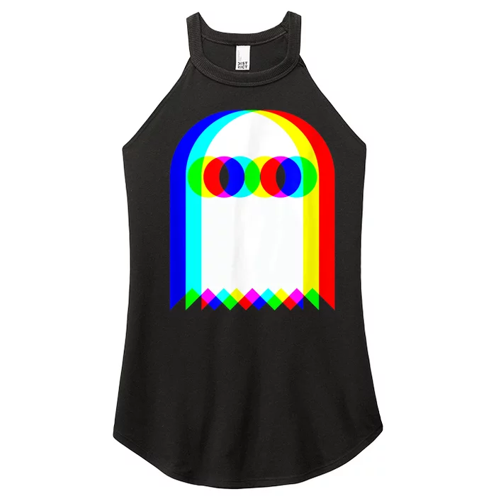 Ghost Trippy Vaporwave Halloween Techno Rave EDM Music Party Women’s Perfect Tri Rocker Tank