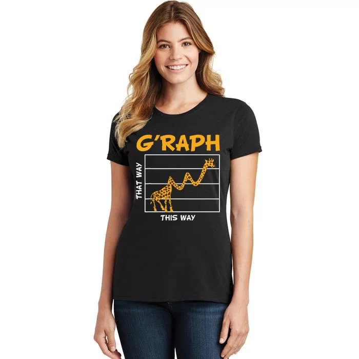 GRaph This Way That Way Wildlife Funny Math Teacher Giraffe Women's T-Shirt