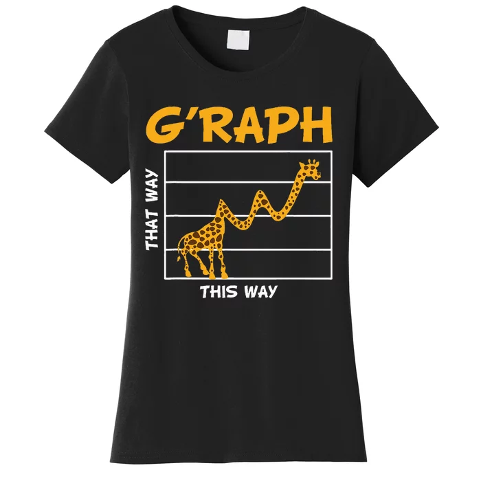 GRaph This Way That Way Wildlife Funny Math Teacher Giraffe Women's T-Shirt