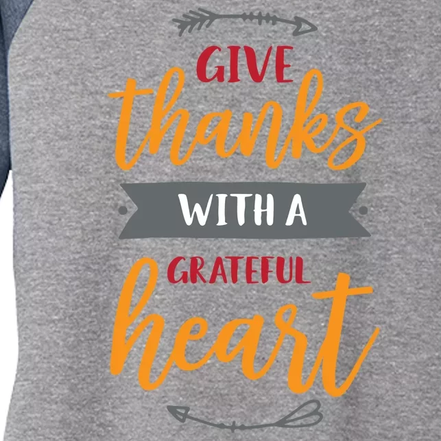 Give Thanks With A Grateful Heart Women's Tri-Blend 3/4-Sleeve Raglan Shirt