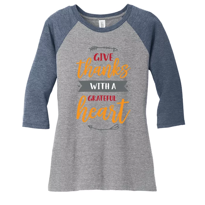 Give Thanks With A Grateful Heart Women's Tri-Blend 3/4-Sleeve Raglan Shirt