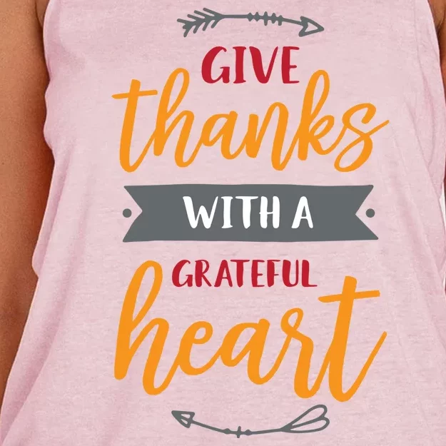 Give Thanks With A Grateful Heart Women's Knotted Racerback Tank