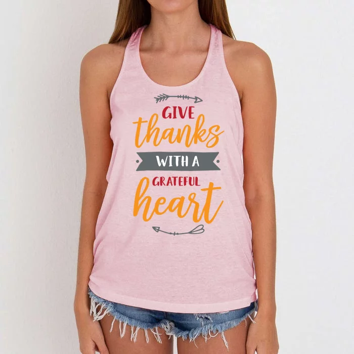 Give Thanks With A Grateful Heart Women's Knotted Racerback Tank