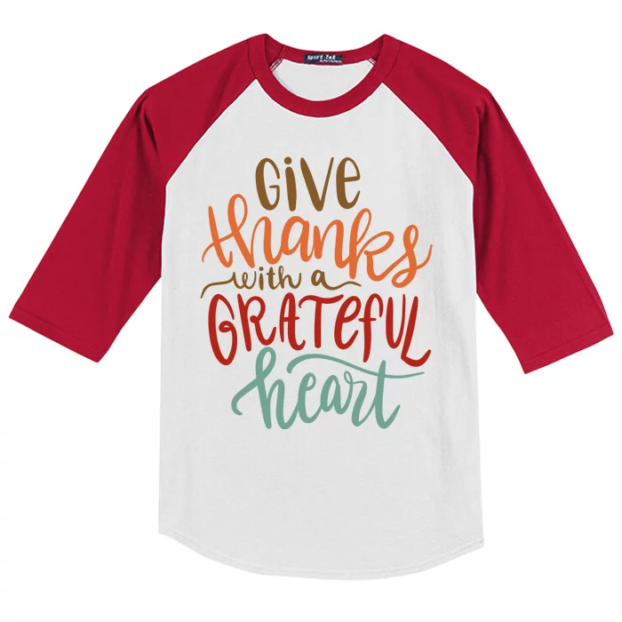 Give Thanks With A Grateful Heart Kids Colorblock Raglan Jersey