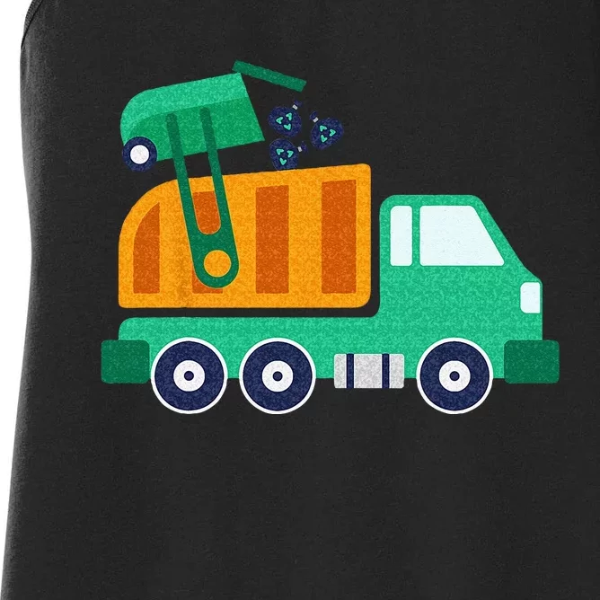 Garbage Truck Waste Recycle Trash Collector Earth Day Women's Racerback Tank