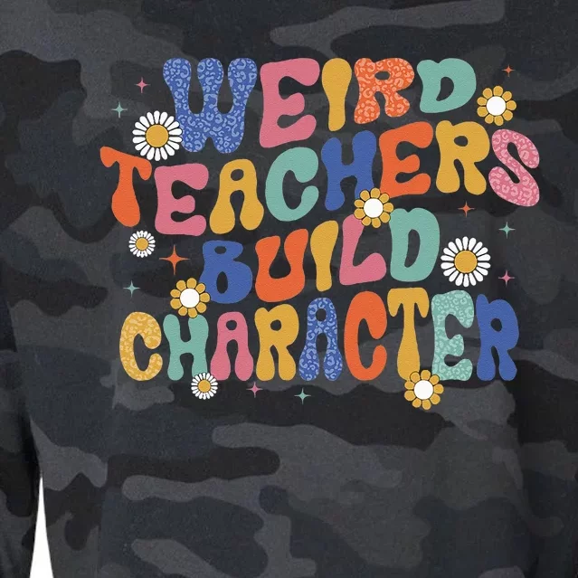 Groovy Teacher Weird Teacher Build Character Back To School Cropped Pullover Crew