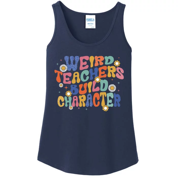 Groovy Teacher Weird Teacher Build Character Back To School Ladies Essential Tank