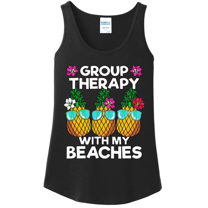 Group Therapy With My Beaches funny Pineapple Ladies Essential Tank