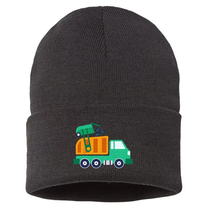 Garbage Truck Waste Recycle Trash Collector Earth Day Sustainable Knit Beanie