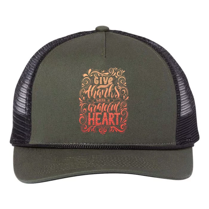 Give Thanks With A Grateful Heart Sign Retro Rope Trucker Hat Cap